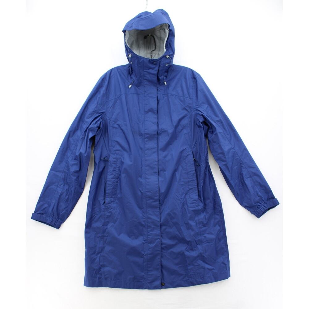 LLBean Rain Jacket Full Zip Hood Pockets Womens Medium Blue Pockets Outdoors